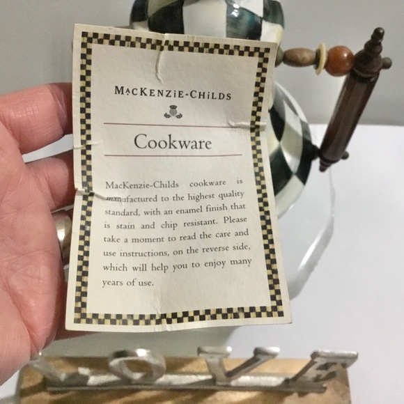 NWOT MacKenzie-Childs Courtly Check Enamelware tea coffee pot - Picture 15 of 16